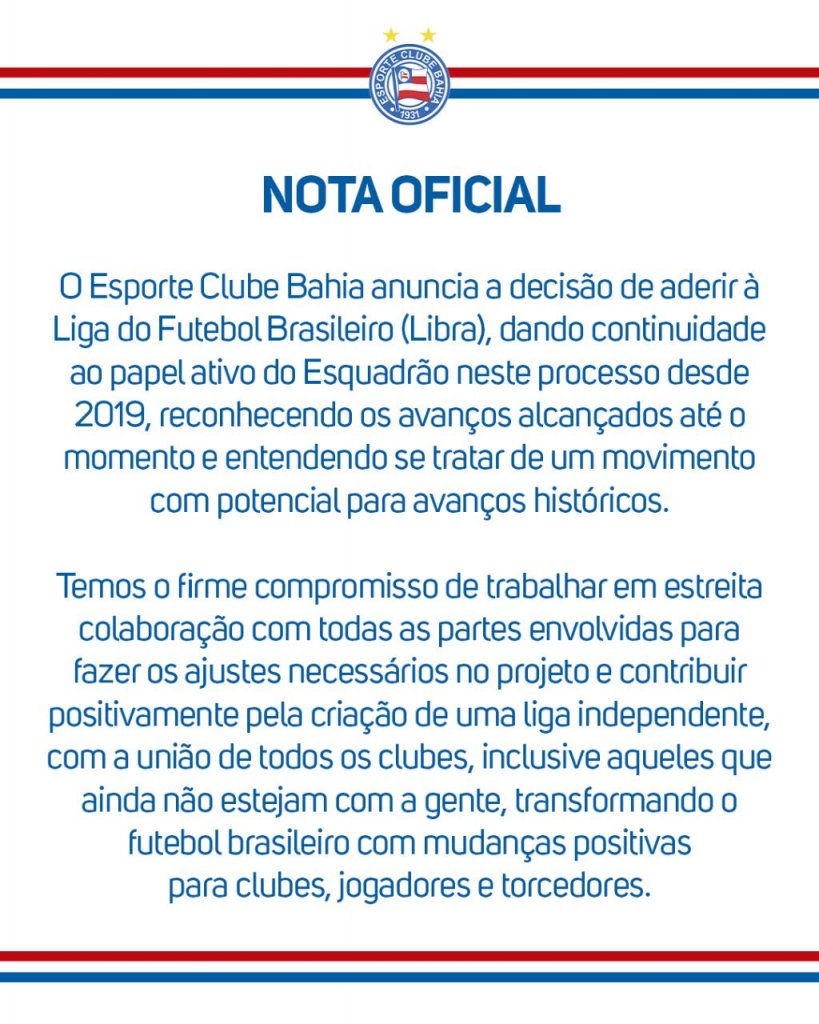 Clubes anunciam criação de liga para organizar o Campeonato Brasileiro