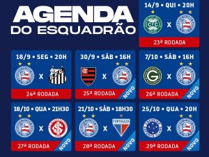 CBF detalha mais cinco rodadas da Série A; confira jogos do Bahia