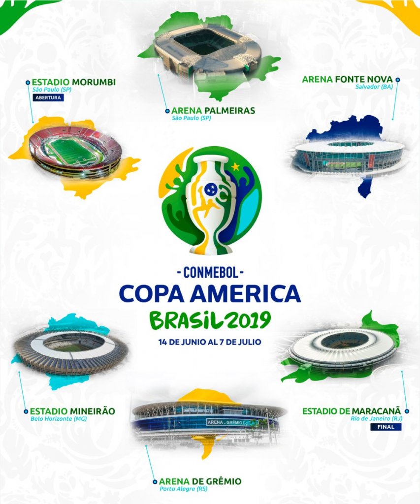 Conmebol define sedes da abertura e da final da Copa América de 2019 no